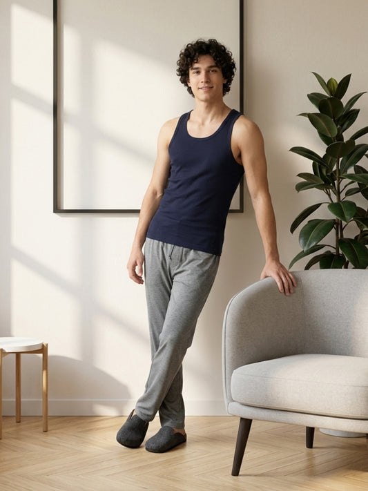 Park Avenue Men Blue Cotton Vest