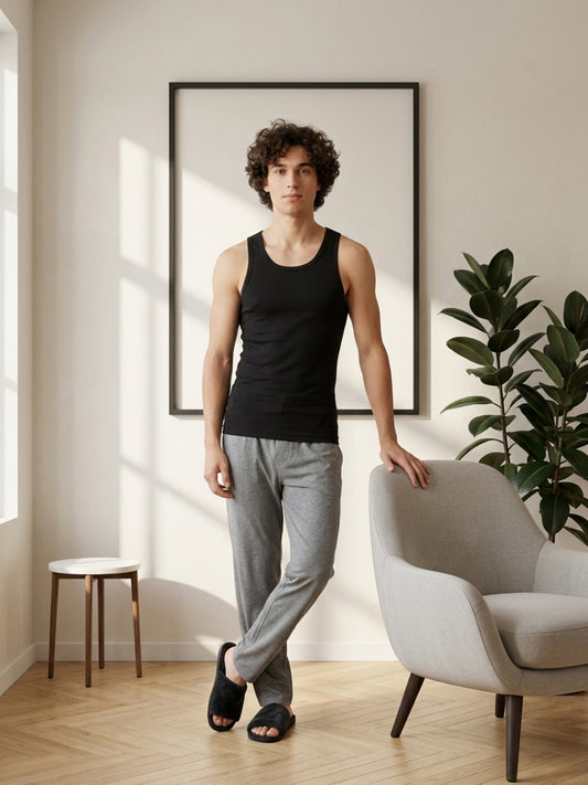Park Avenue Men Black Cotton Vest