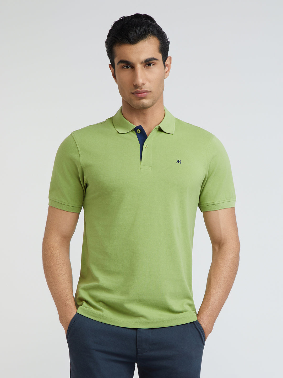 Raymond Green Solid Modern Fit Cotton T-Shirt