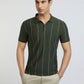 Raymond Men Green Stripe Modern Fit Cotton T-Shirt