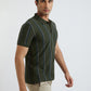 Raymond Men Green Stripe Modern Fit Cotton T-Shirt