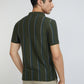 Raymond Men Green Stripe Modern Fit Cotton T-Shirt