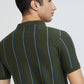 Raymond Men Green Stripe Modern Fit Cotton T-Shirt