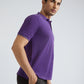 Raymond Purple Solid Contemporary Fit Half Sleeve Cotton T-Shirt