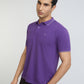 Raymond Purple Solid Contemporary Fit Half Sleeve Cotton T-Shirt