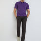 Raymond Purple Solid Contemporary Fit Half Sleeve Cotton T-Shirt