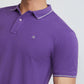 Raymond Purple Solid Contemporary Fit Half Sleeve Cotton T-Shirt