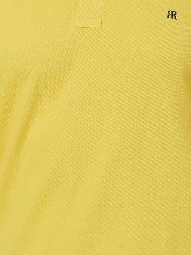 Raymond Yellow Solid Contemporary Fit Cotton T-Shirt