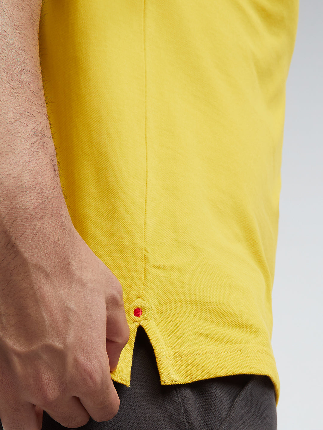 Raymond Yellow Solid Contemporary Fit Cotton T-Shirt