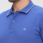 Raymond Men Blue Modern Fit Solid Polo Neck Collar T-Shirt