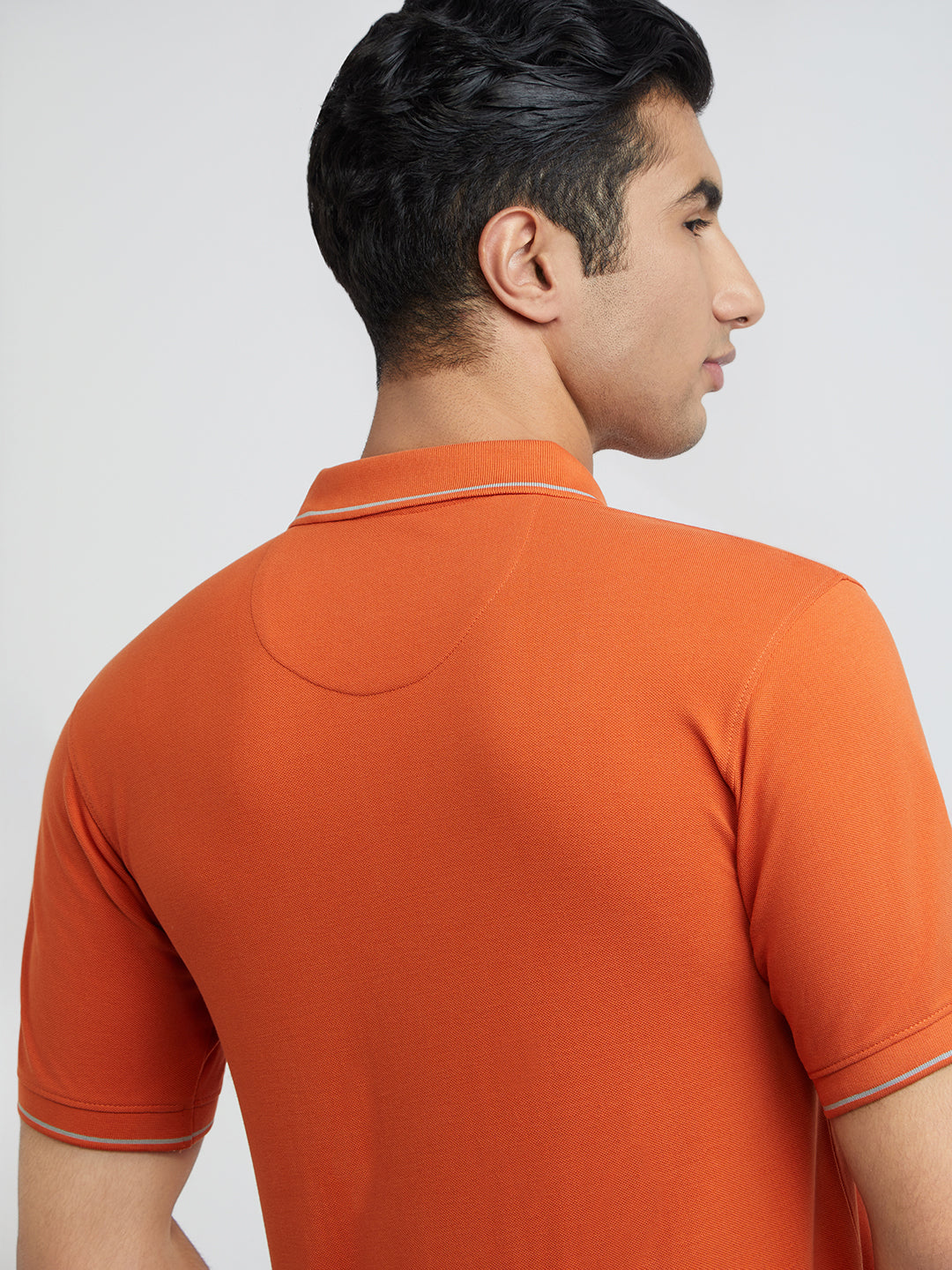 Raymond Orange Solid Modern Fit Half Sleeve Cotton T-Shirt