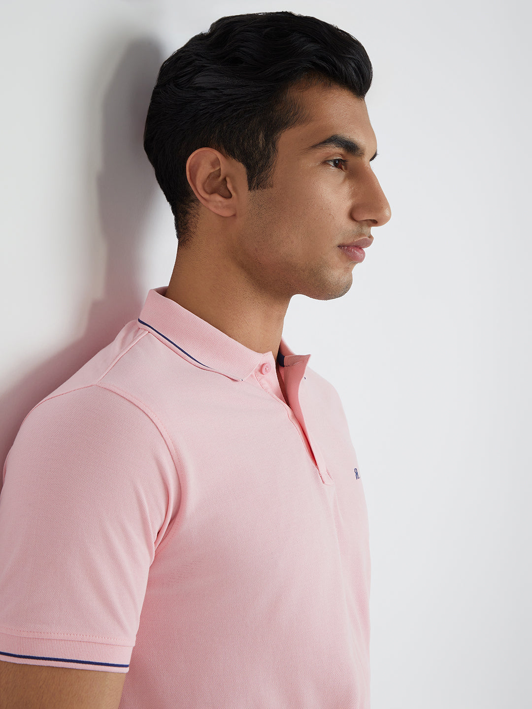 Raymond Pink Solid Modern Fit Half Sleeve Cotton T-Shirt