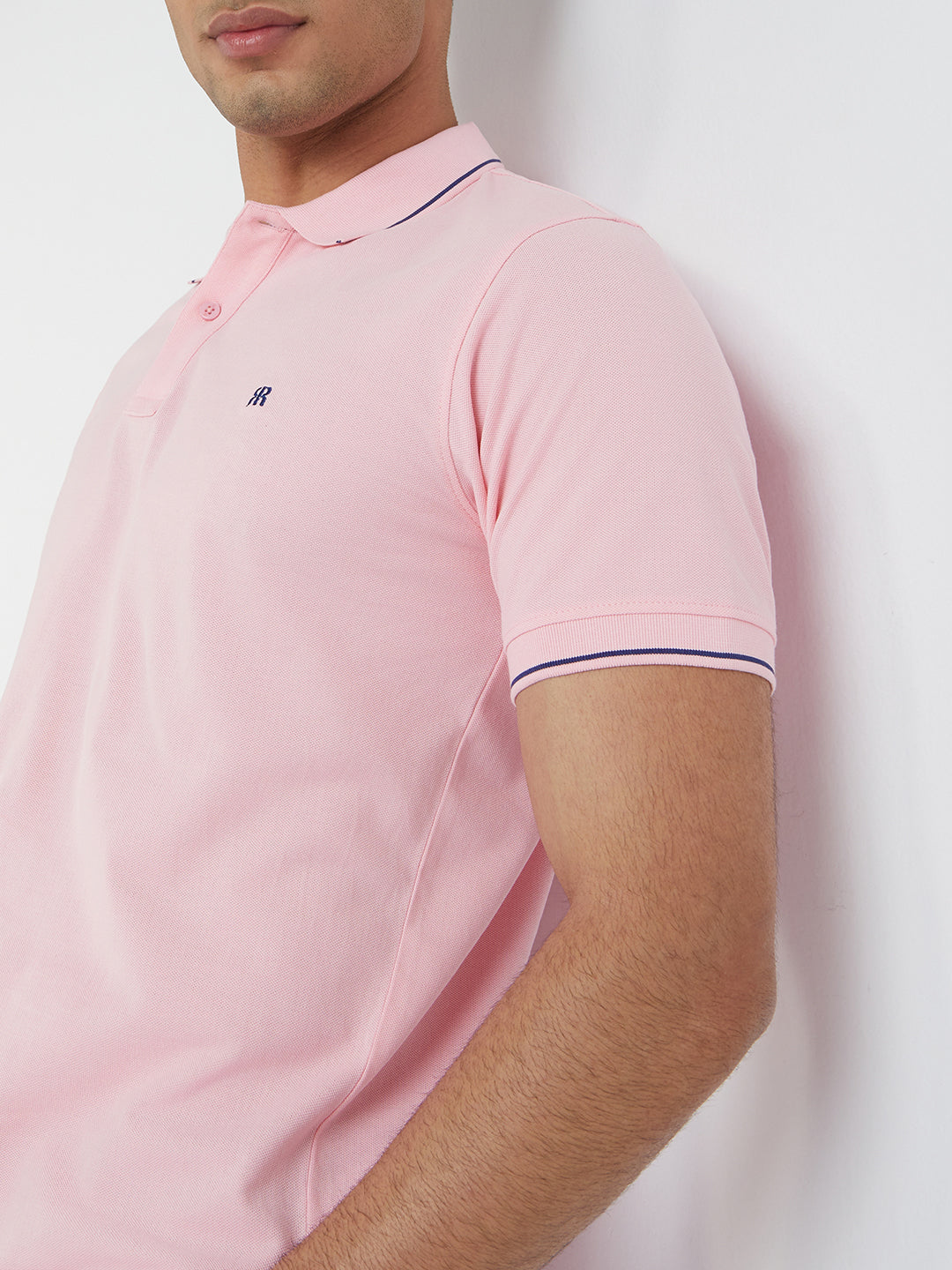 Raymond Pink Solid Modern Fit Half Sleeve Cotton T-Shirt