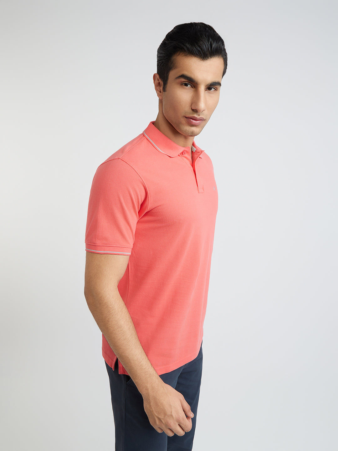 Raymond Red Solid Modern Fit Half Sleeve Cotton T-Shirt