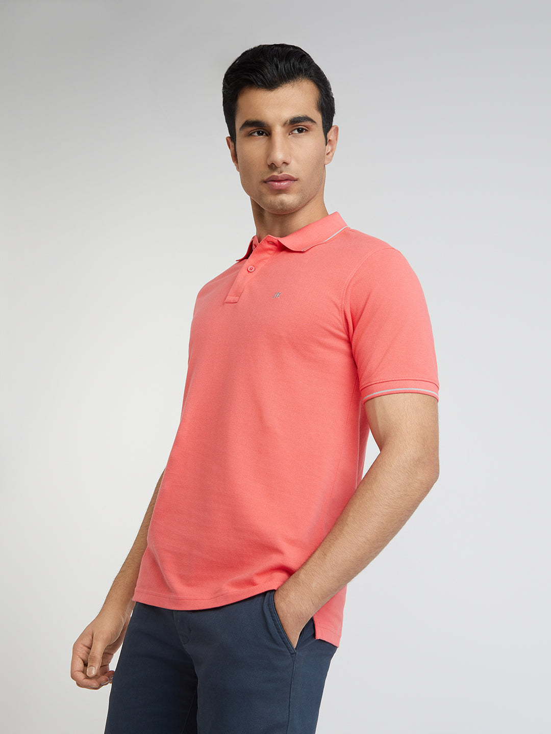 Raymond Red Solid Modern Fit Half Sleeve Cotton T-Shirt