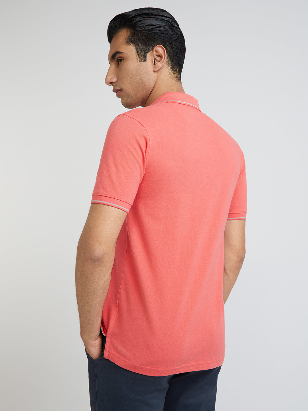 Raymond Red Solid Modern Fit Half Sleeve Cotton T-Shirt