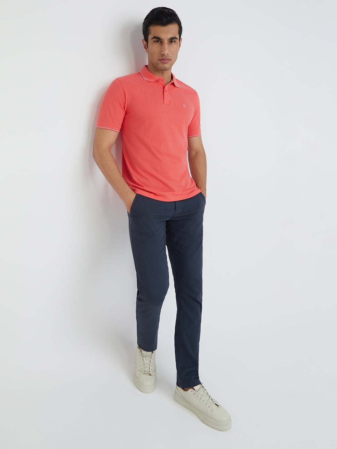 Raymond Red Solid Modern Fit Half Sleeve Cotton T-Shirt