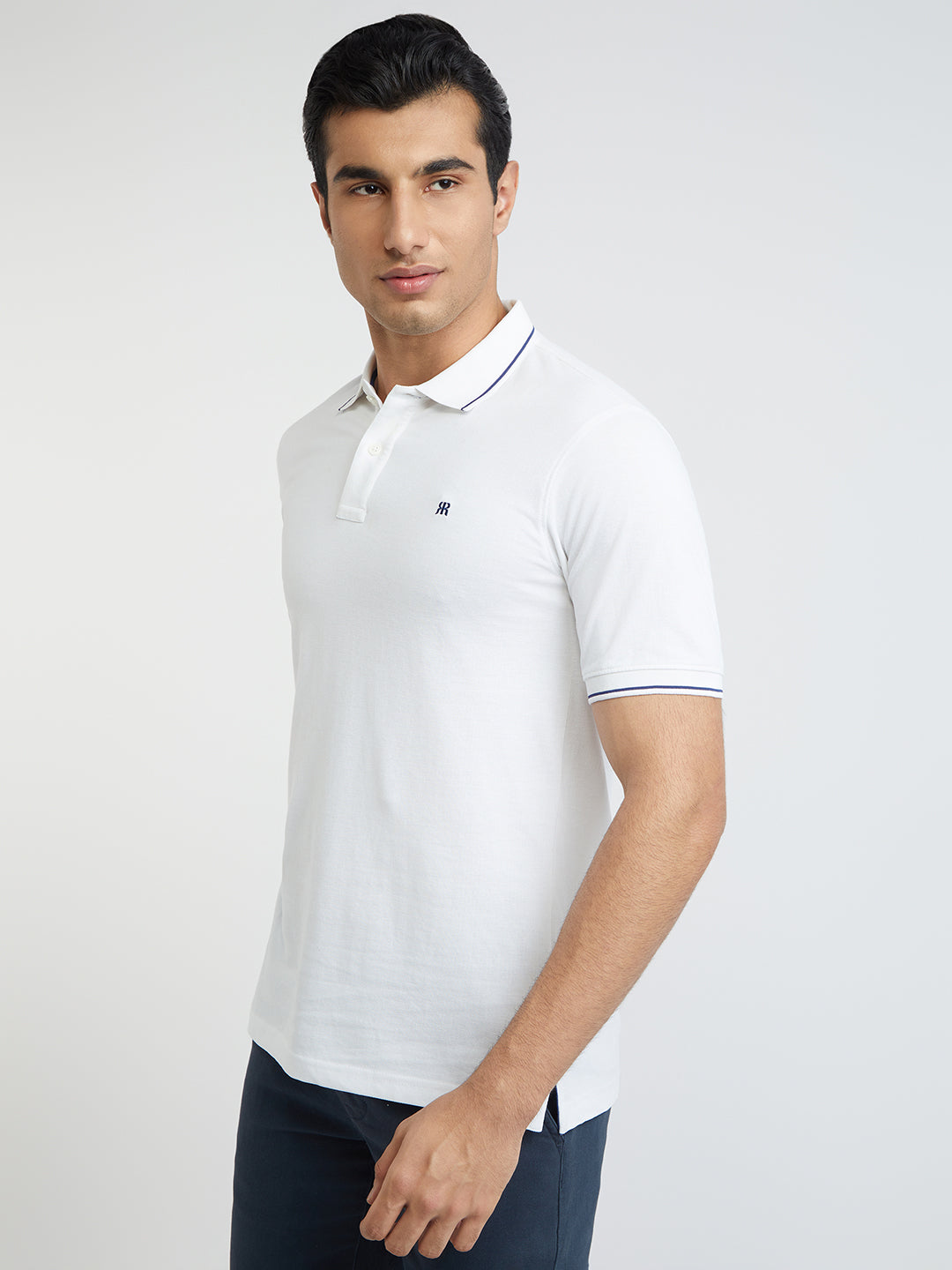 Raymond White Solid Modern Fit Half Sleeve Cotton T-Shirt