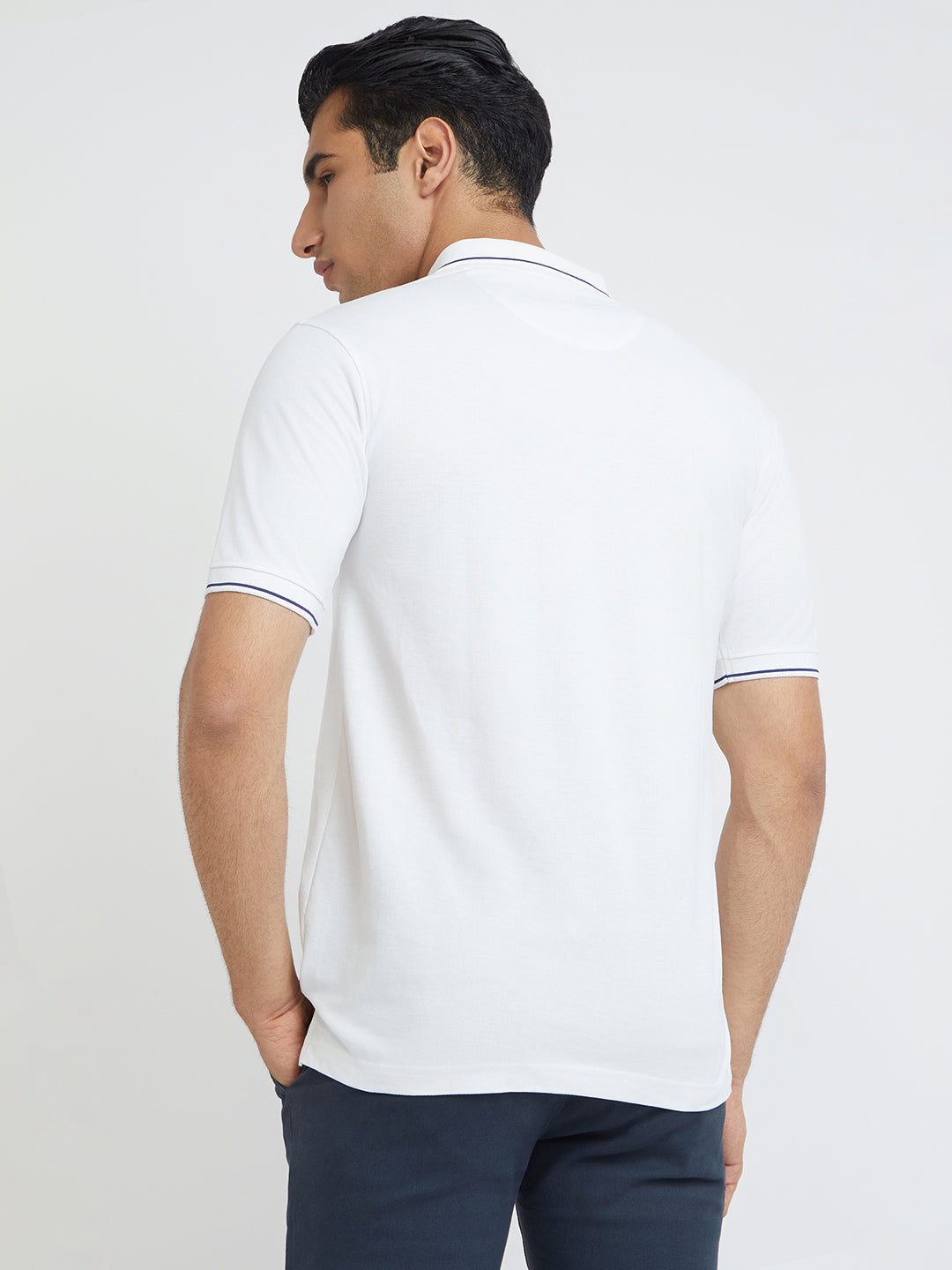 Raymond White Solid Modern Fit Half Sleeve Cotton T-Shirt