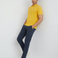 Raymond Yellow Solid Modern Fit Half Sleeve Cotton T-Shirt