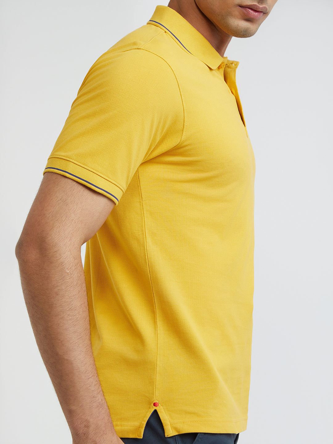 Raymond Yellow Solid Modern Fit Half Sleeve Cotton T-Shirt