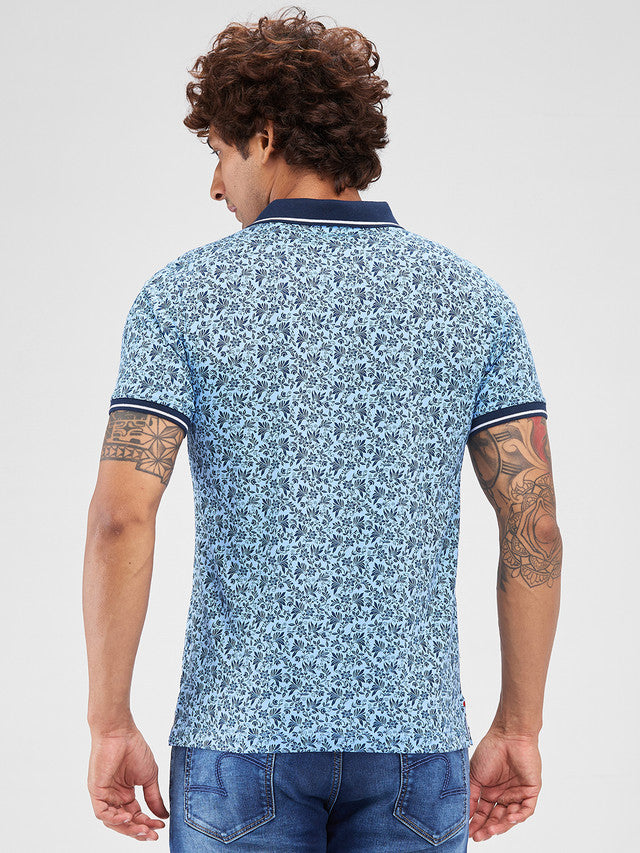 Raymond Blue Printed Modern Fit Cotton T-Shirt