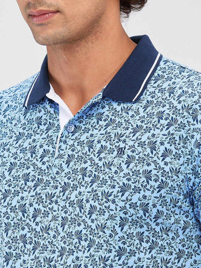 Raymond Blue Printed Modern Fit Cotton T-Shirt