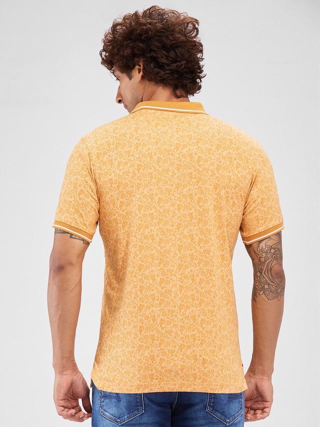 Raymond Yellow Printed Modern Fit Cotton T-Shirt