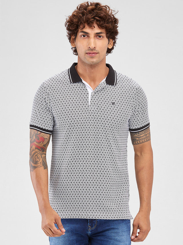 Raymond Black Printed Modern Fit Cotton T-Shirt