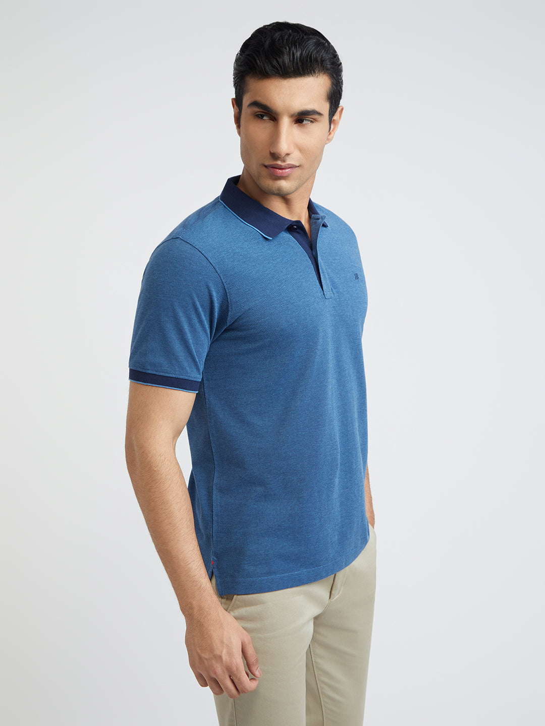 Raymond Blue Structure Modern Fit Half Sleeve Cotton T-Shirt