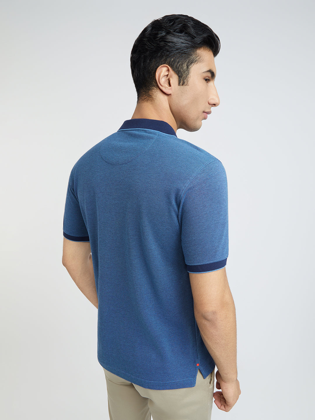 Raymond Blue Structure Modern Fit Half Sleeve Cotton T-Shirt