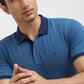 Raymond Blue Structure Modern Fit Half Sleeve Cotton T-Shirt