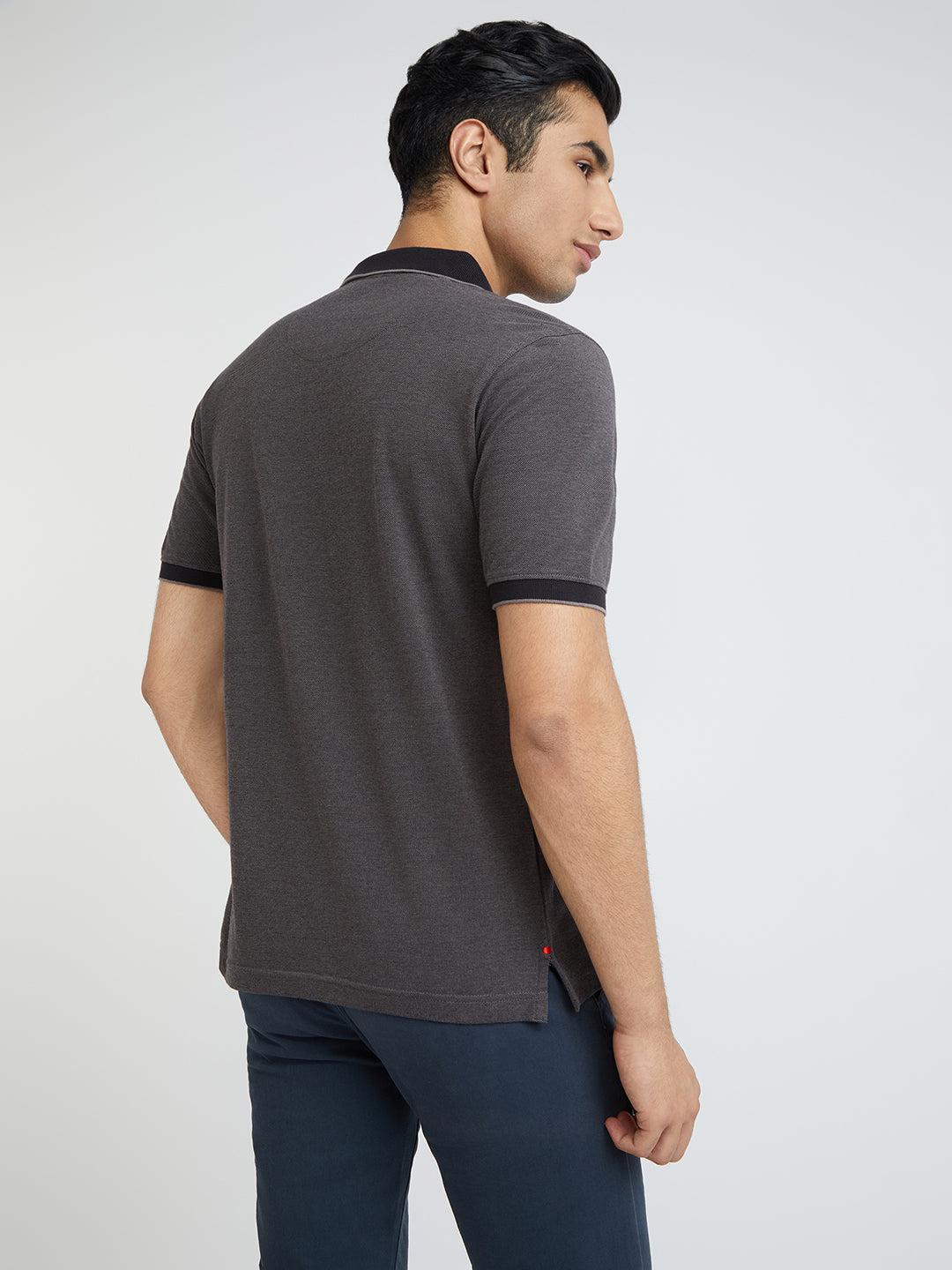 Raymond Grey Structure Modern Fit Half Sleeve Cotton T-Shirt