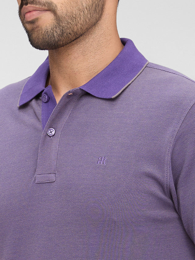 Raymond Purple Structure Modern Fit Half Sleeve Cotton T-Shirt