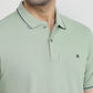 Raymond Men Green Modern Fit Solid Polo Neck Collar T-Shirt