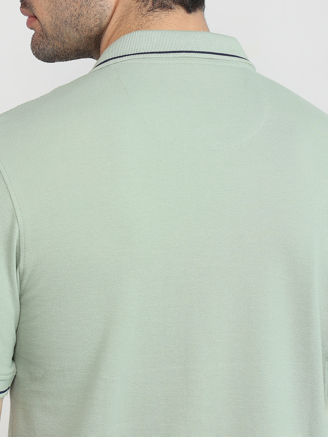 Raymond Men Green Modern Fit Solid Polo Neck Collar T-Shirt