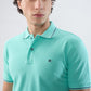 Raymond Men Green Modern Fit Solid Polo Neck Collar T-shirt