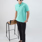 Raymond Men Green Modern Fit Solid Polo Neck Collar T-shirt
