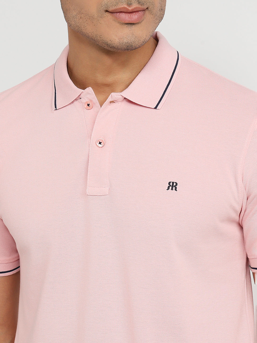 Raymond Men Red Modern Fit Solid Polo Neck Collar T-shirt