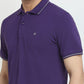Raymond Men Purple Modern Fit Solid Polo Neck Collar T-Shirt