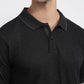 Raymond Men Black Modern Fit Solid Polo Neck Collar T-Shirt