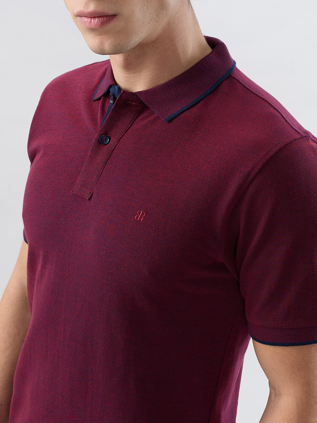 Raymond Men Maroon Modern Fit Solid Polo Neck Collar T-shirt