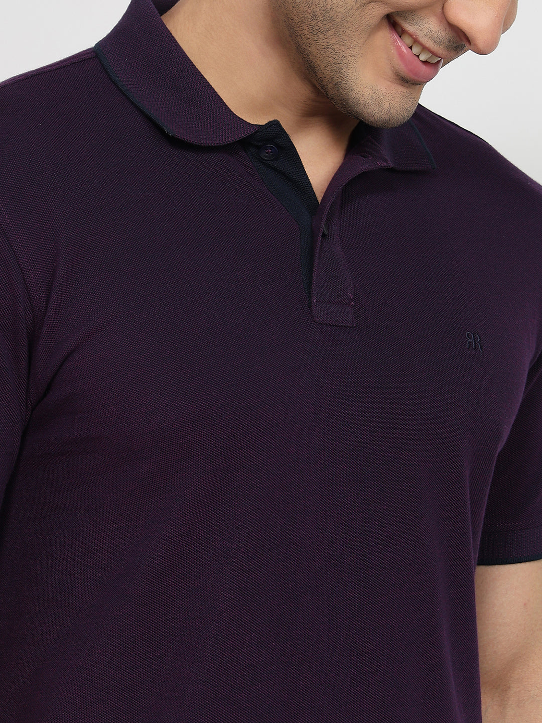 Raymond Men Purple Modern Fit Solid T-shirt