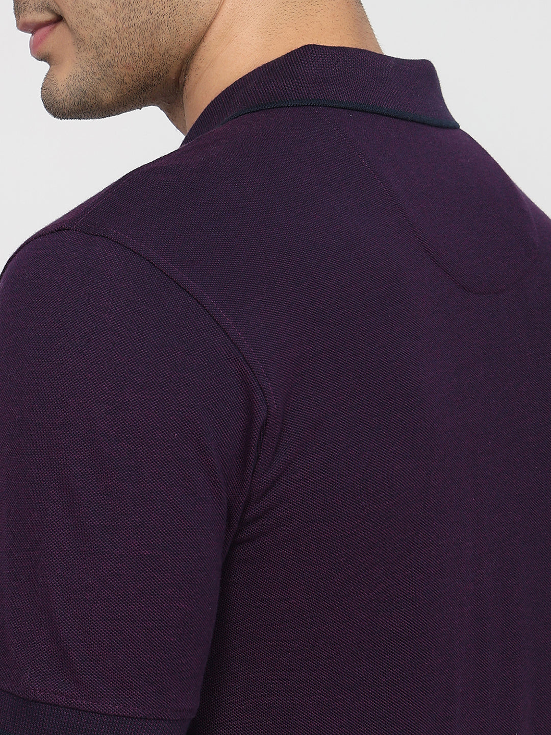 Raymond Men Purple Modern Fit Solid T-shirt