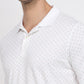 Raymond Men White Modern Fit Print Polo Neck Collar T-shirt
