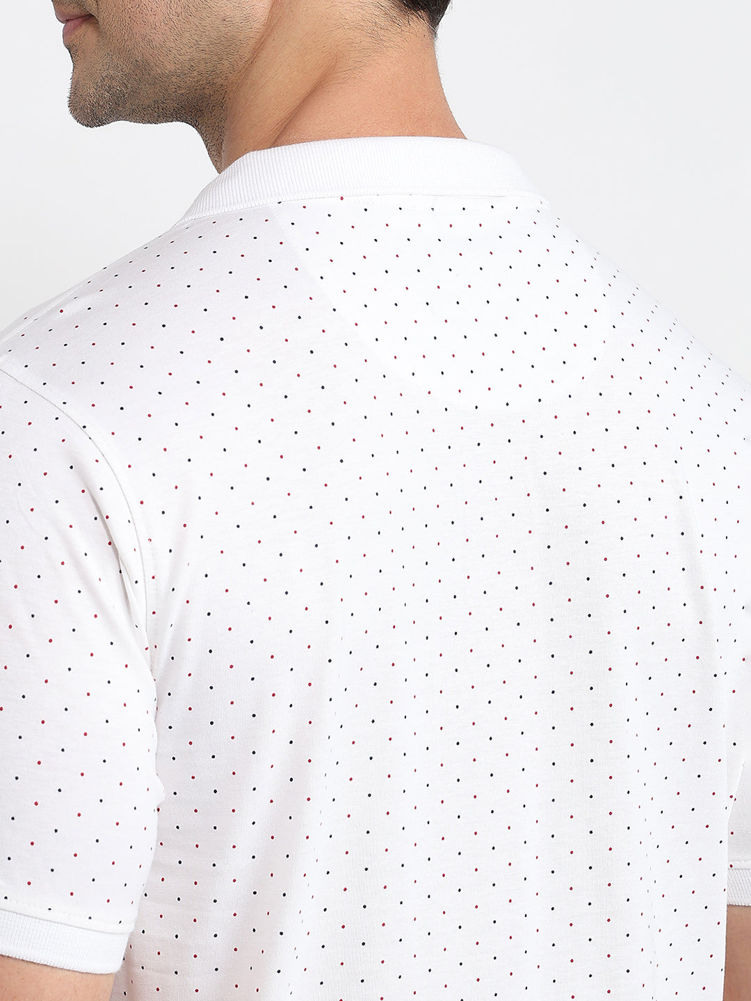 Raymond Men White Modern Fit Print Polo Neck Collar T-shirt
