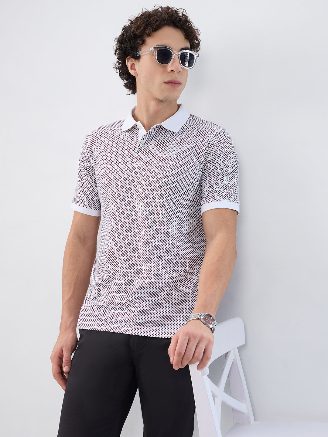 Raymond Men Maroon Modern Fit Print T-shirt