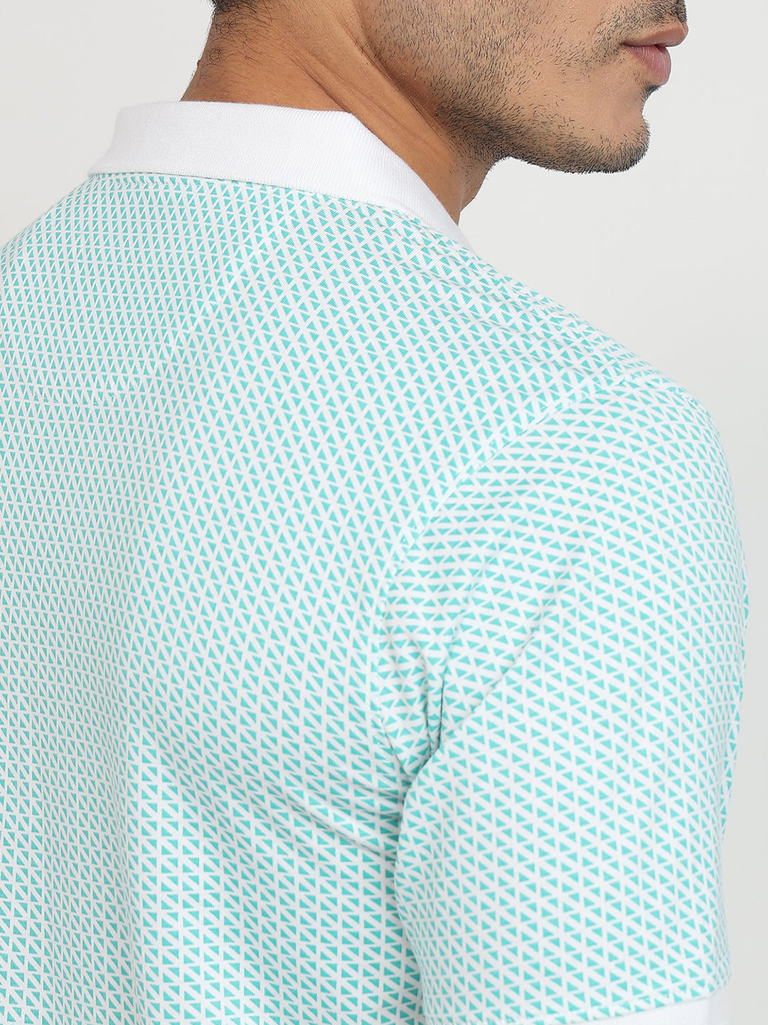 Raymond Men Green Modern Fit Print Polo Neck Collar T-shirt