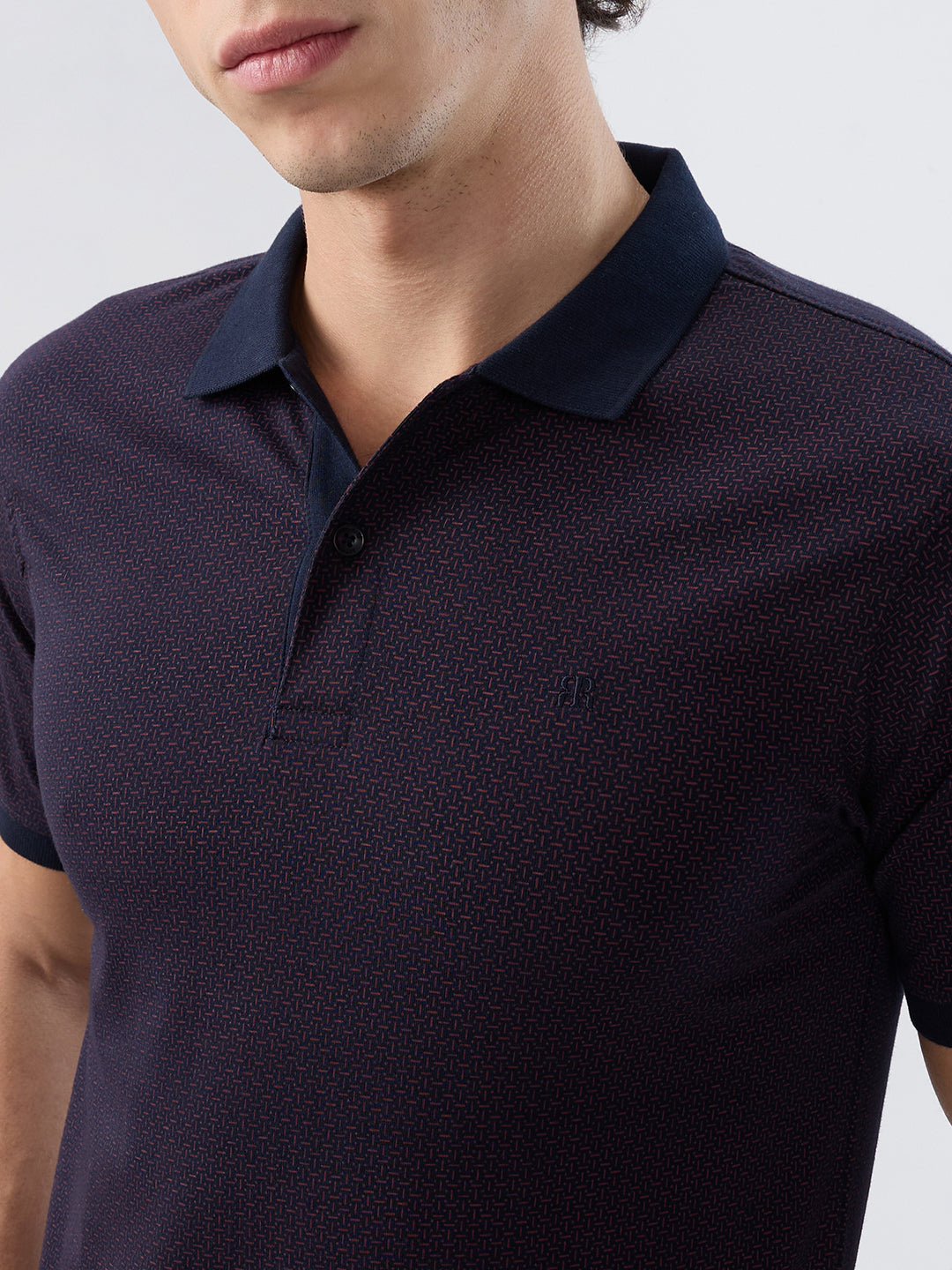 Raymond Men Maroon Modern Fit Print Polo Neck Collar T-shirt