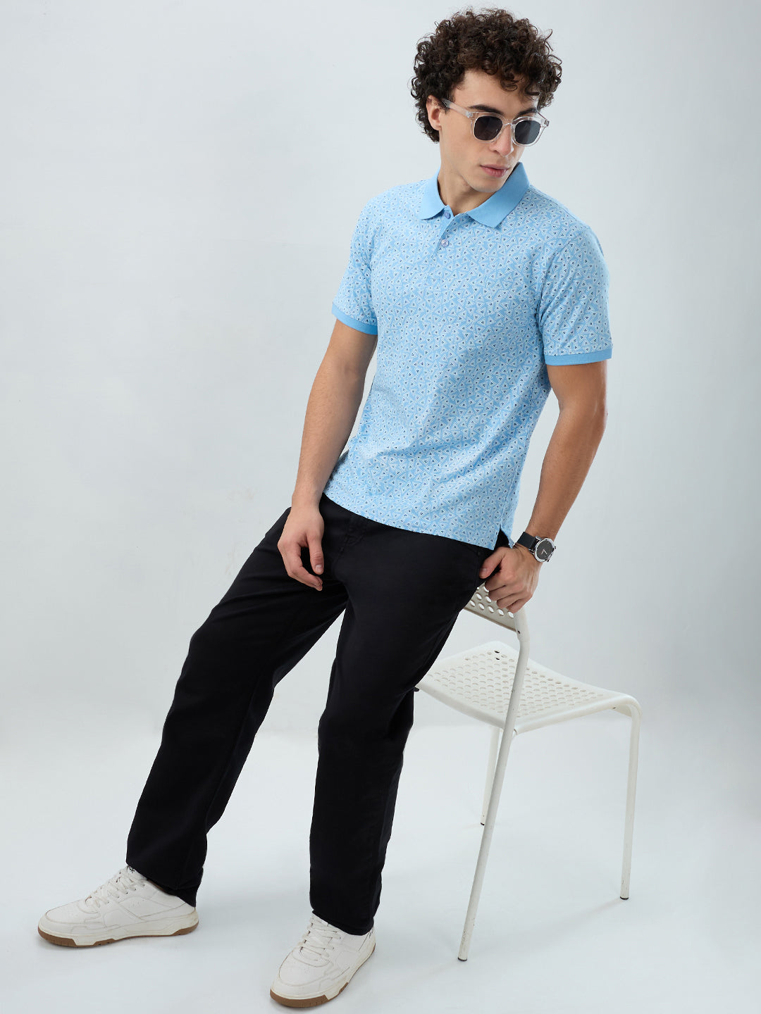 Raymond Men Blue Modern Fit Print T-shirt